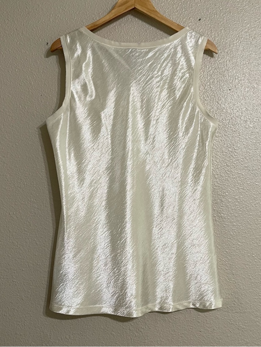 She Said Satin-Effect Ivory Tank Top - Women’s Sleeveless Shell View 3